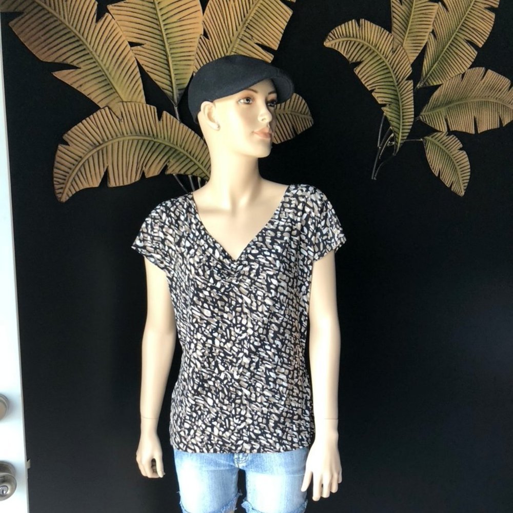 Short-Sleeve V-Neck Blouse
